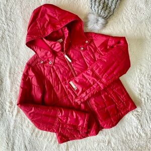 Zara TRF Women's Red Solid Lightweight Puffer Hoodie Jacket Medium